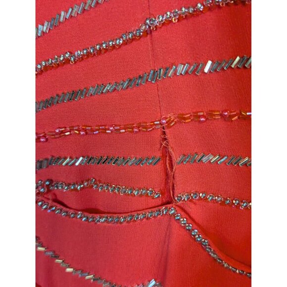 Pink Beaded Silk Gown With Spaghetti Straps & Sparkling Design Size 10 - Picture 8 of 11